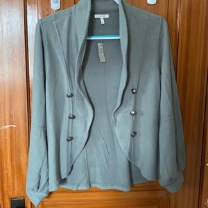 Olive green open front sweater